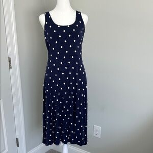 Old Navy Women’s Navy and White Polka Dot Fit and Flare Midi Dress Size: M